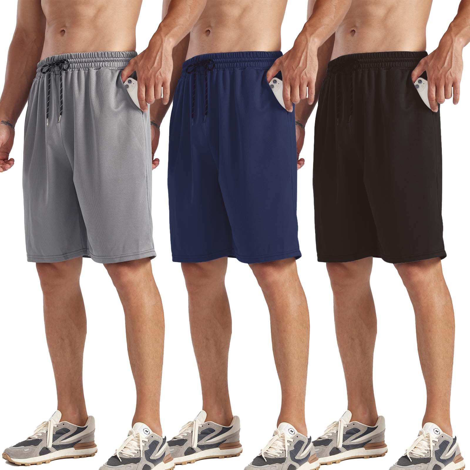 ZH Mens Athletic Shorts with Pockets and Adjustable Elastic Waistband - Quick-Dry Activewear