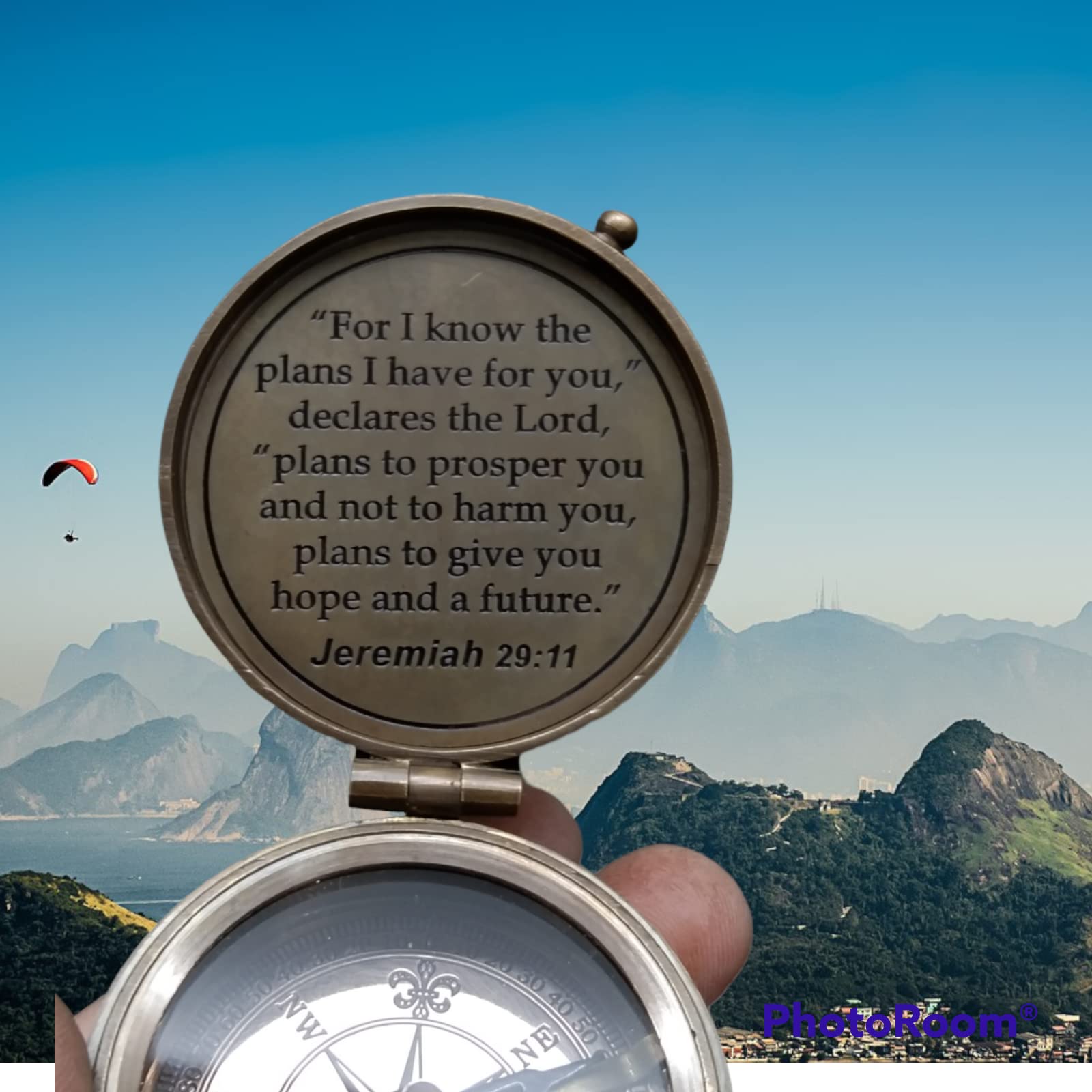 for I Know The Plans I Have for You, Brass Pocket Compass with Leather Case for Hiking Camping Vintage Nautical Compass Antique Engraved Compass Push Pocket Compass Gift for Him & Her