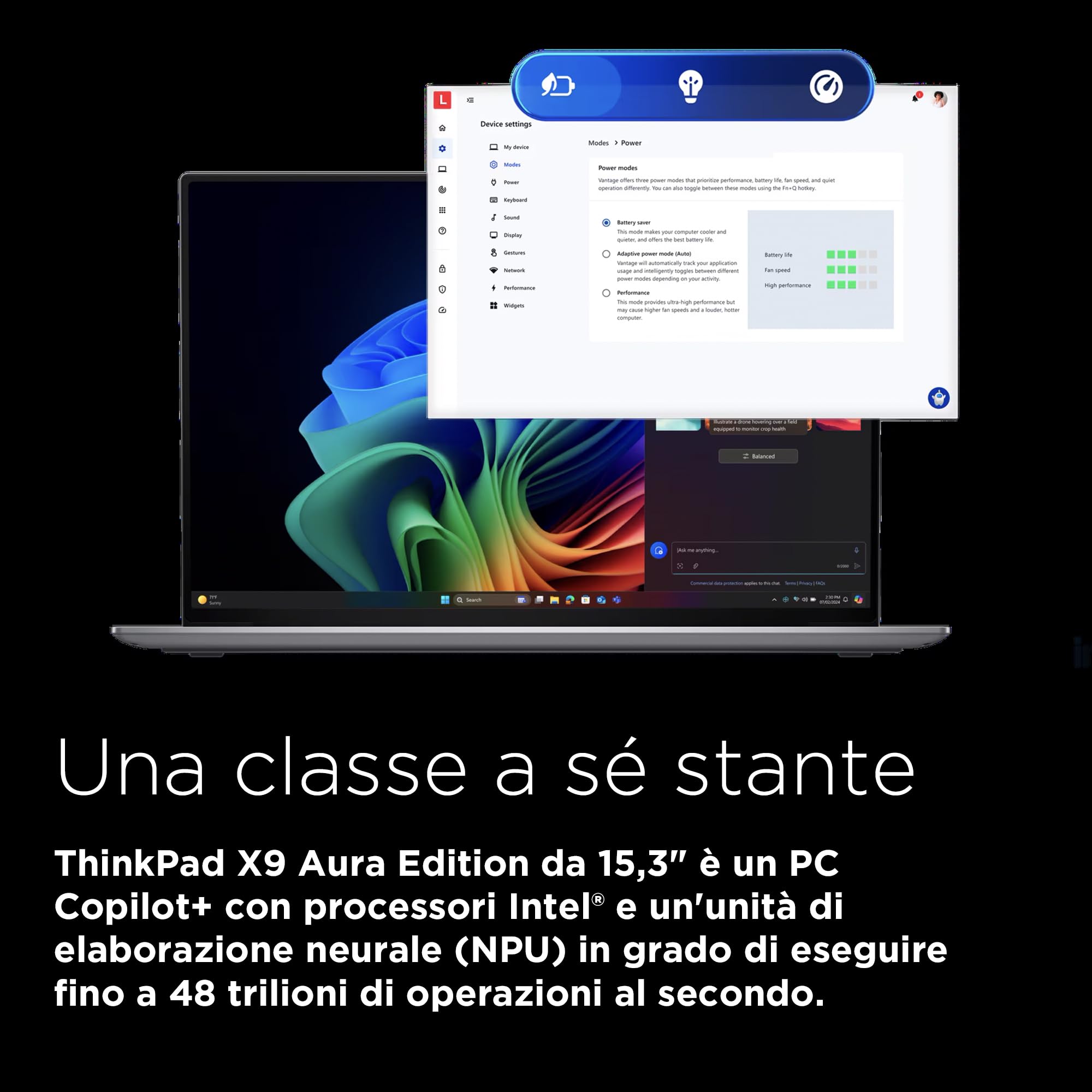 Lenovo - Notebook 15.3 Pollici ThinkPad X9-15 Gen 1, Copilot+ PC Portatile Professionale Windows 11 Pro Intel Core Ultra 7 258V, RAM 32GB LPDDR5X, 1TB SSD NVMe - Grafica Intel Arc e Audio Dolby Atmos
