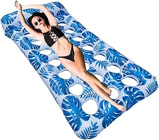 Pool Raft,Summer Pool Floats Adult Size Lounger With Cup Hole - Lake Float Raft Water Lounger Pool Floats Toys Cooling Lounger With Headrest For Swimming