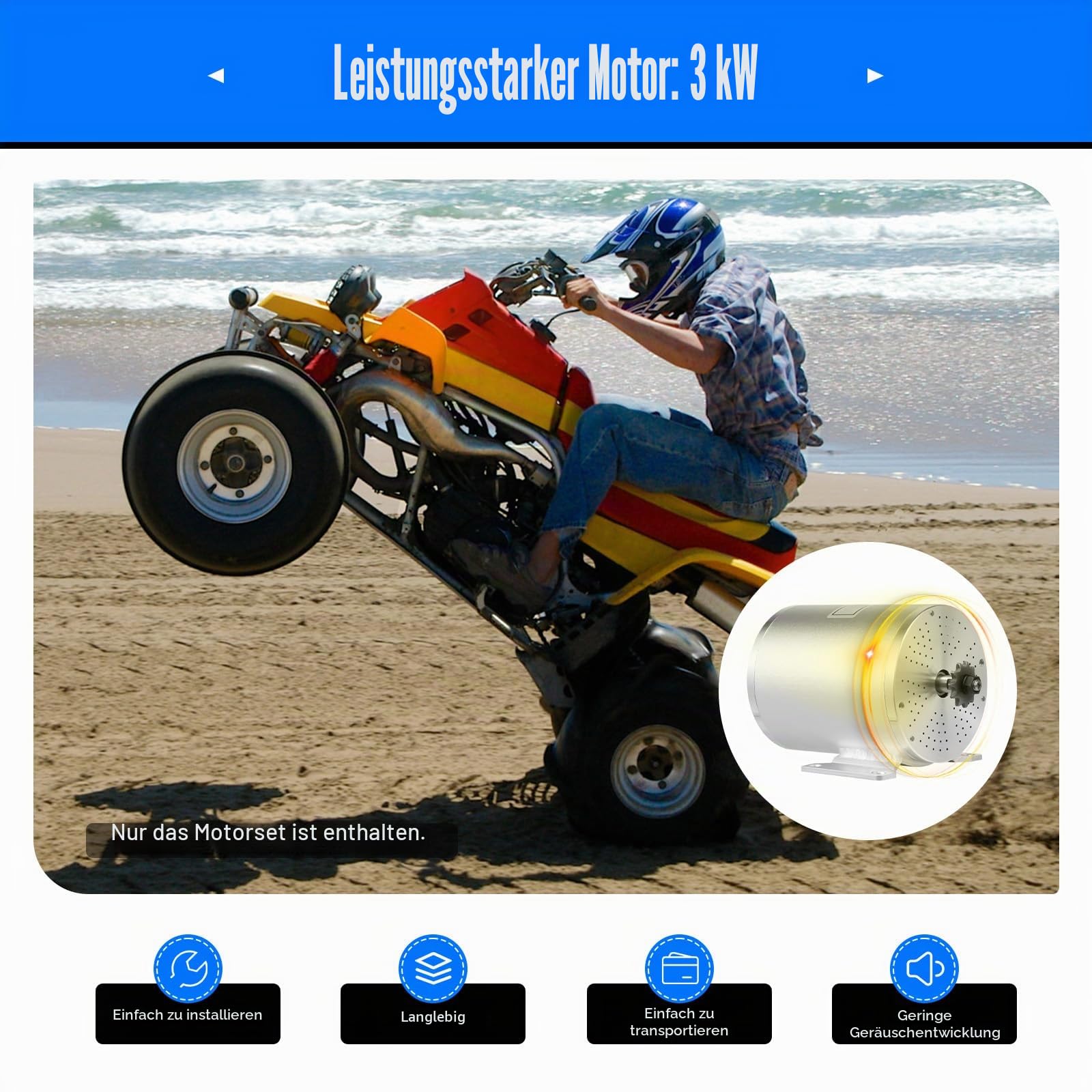 Elektromotor 3000W 48/60/72V Bürstenloser Motor Set mit Controller und Drossel, Elektro Brushless Motor Gleichstrommotor für Scooter E Bike Go-Kart