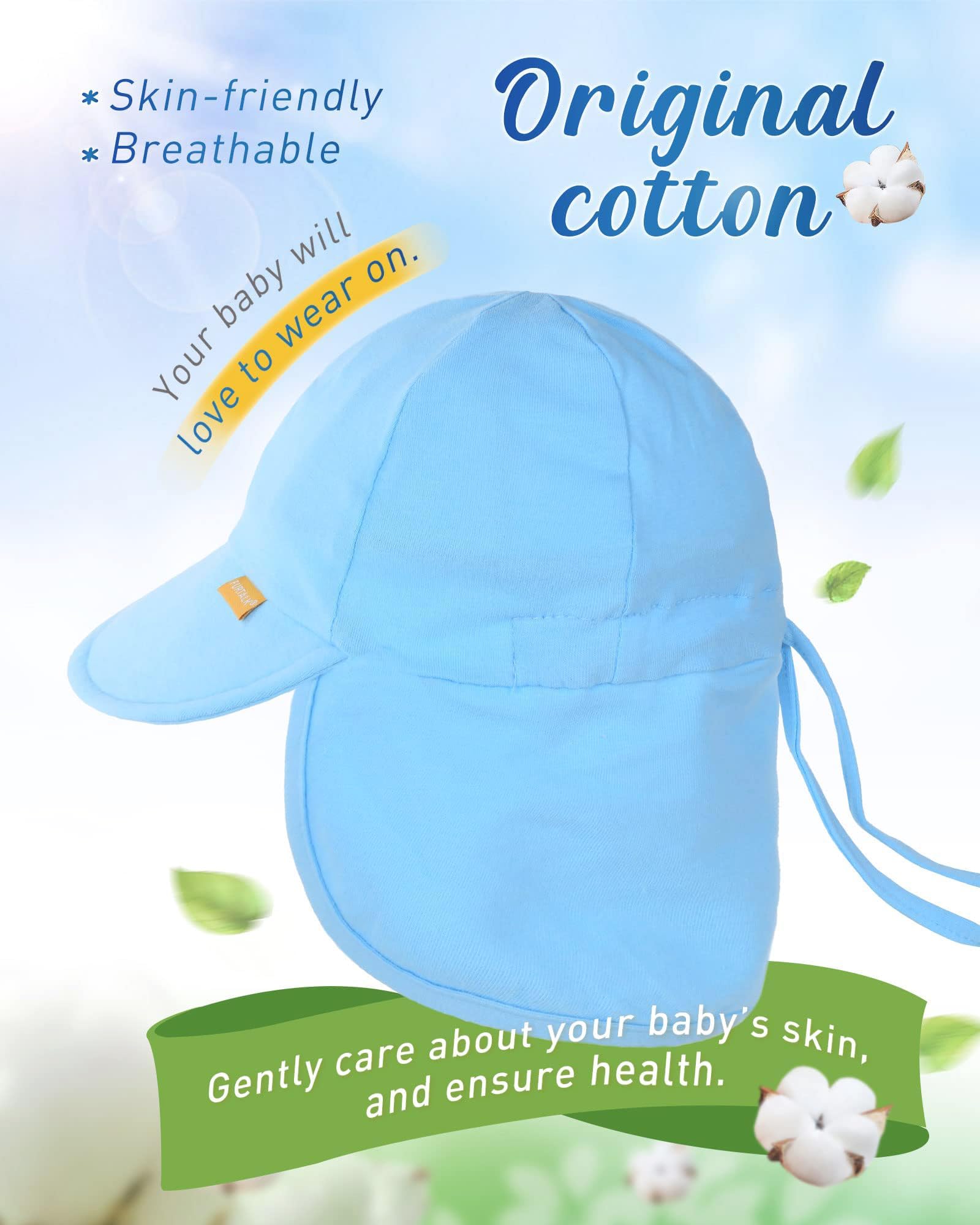 FURTALK Cotton Baby Toddler Sun Hat UPF 50+ UV Protection Kids Unisex Girls & Boys Summer Cap with Adjustable Chin Strap Neck Flap — view 2