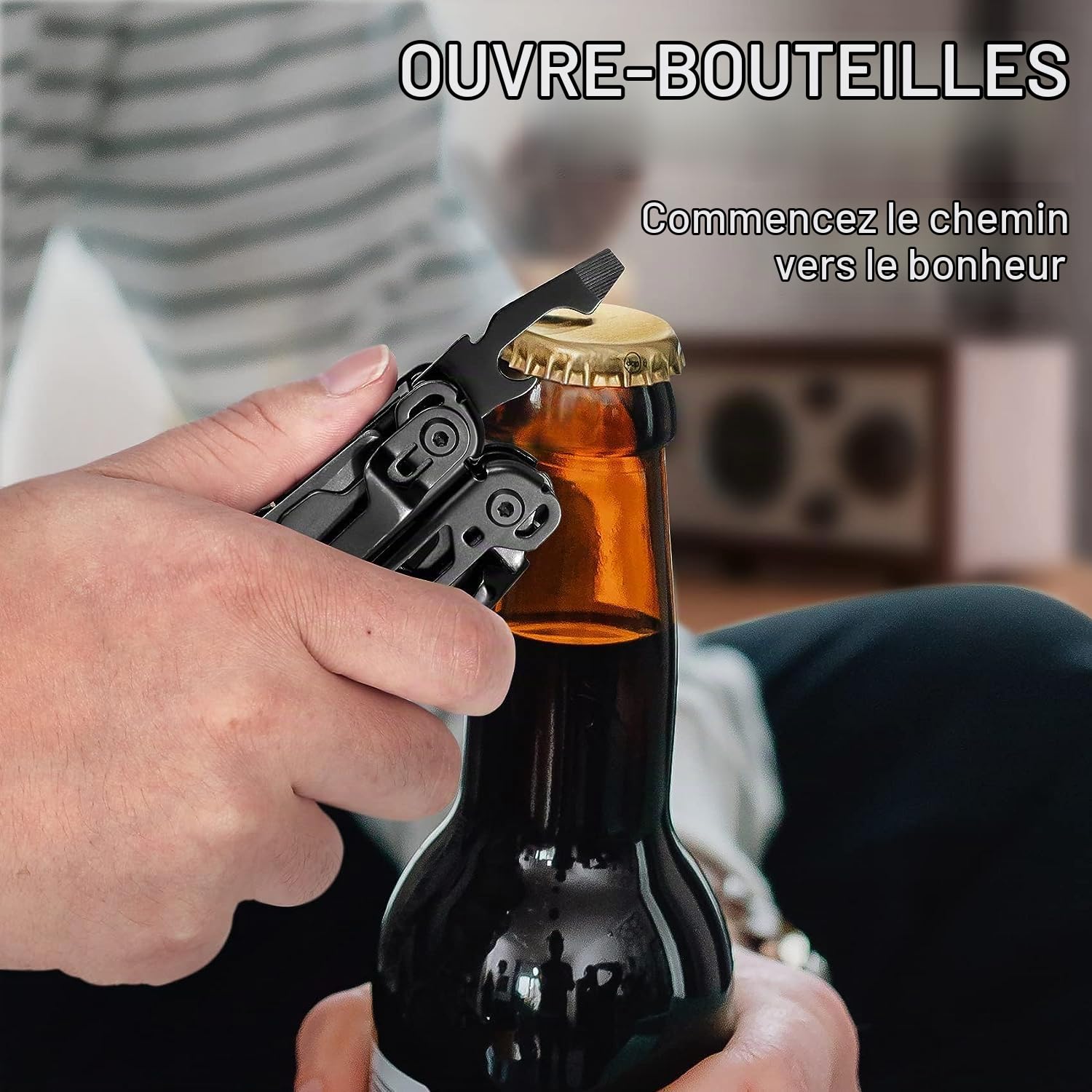 23 en 1 Outil Multifonction Portable avec Coffret Cadeau Premium,Noir | Couteau de Camping Cool Gadgets pour Homme, Tournevis Scie Tournevis Décapsuleur Pince pour Petit Ami, Fils, Papa, Mari