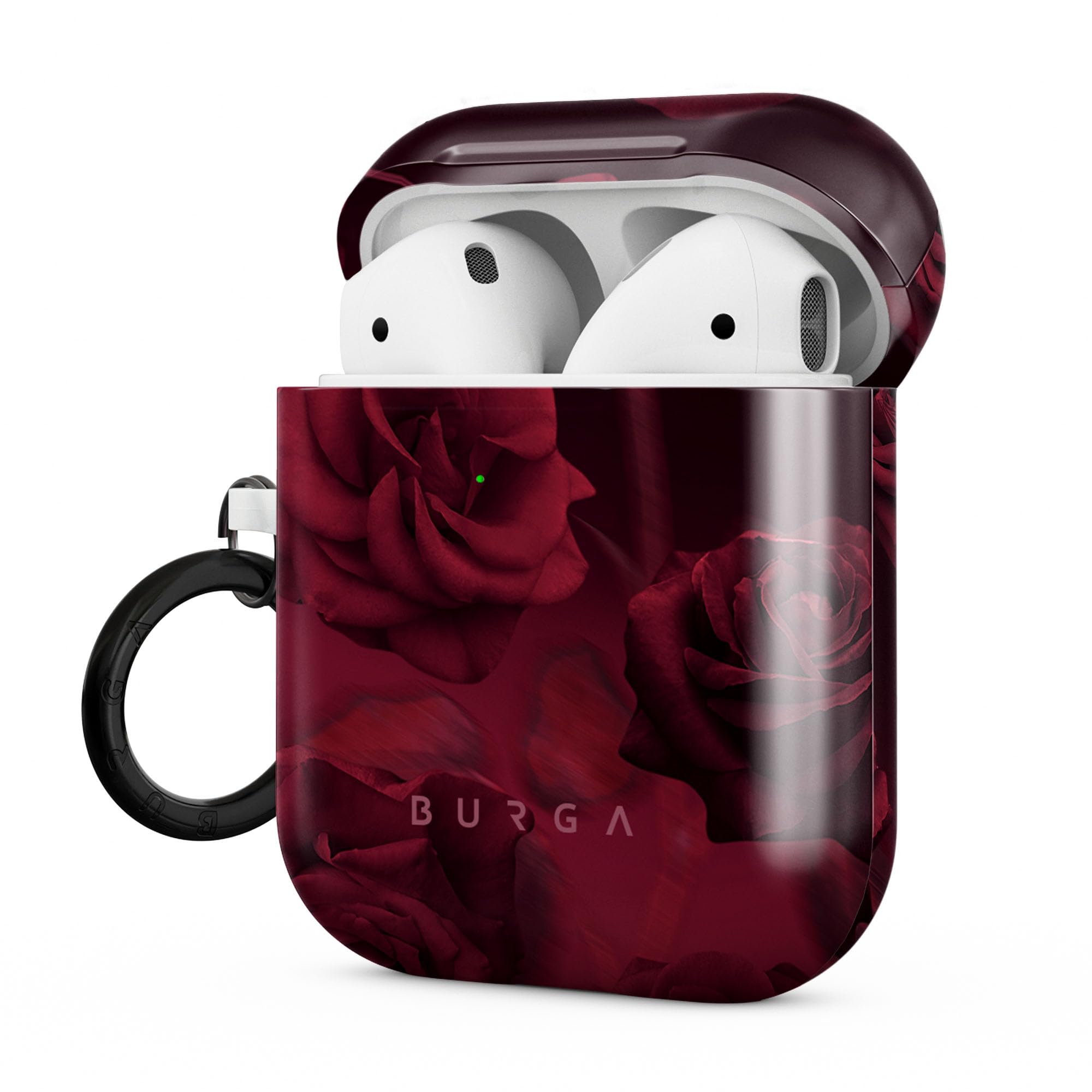 Burga Airpod Hardcase Compatible with Apple Airpods 2 & 1 Charging Case, Red Roses Flowers - Protective Hard Plastic Case