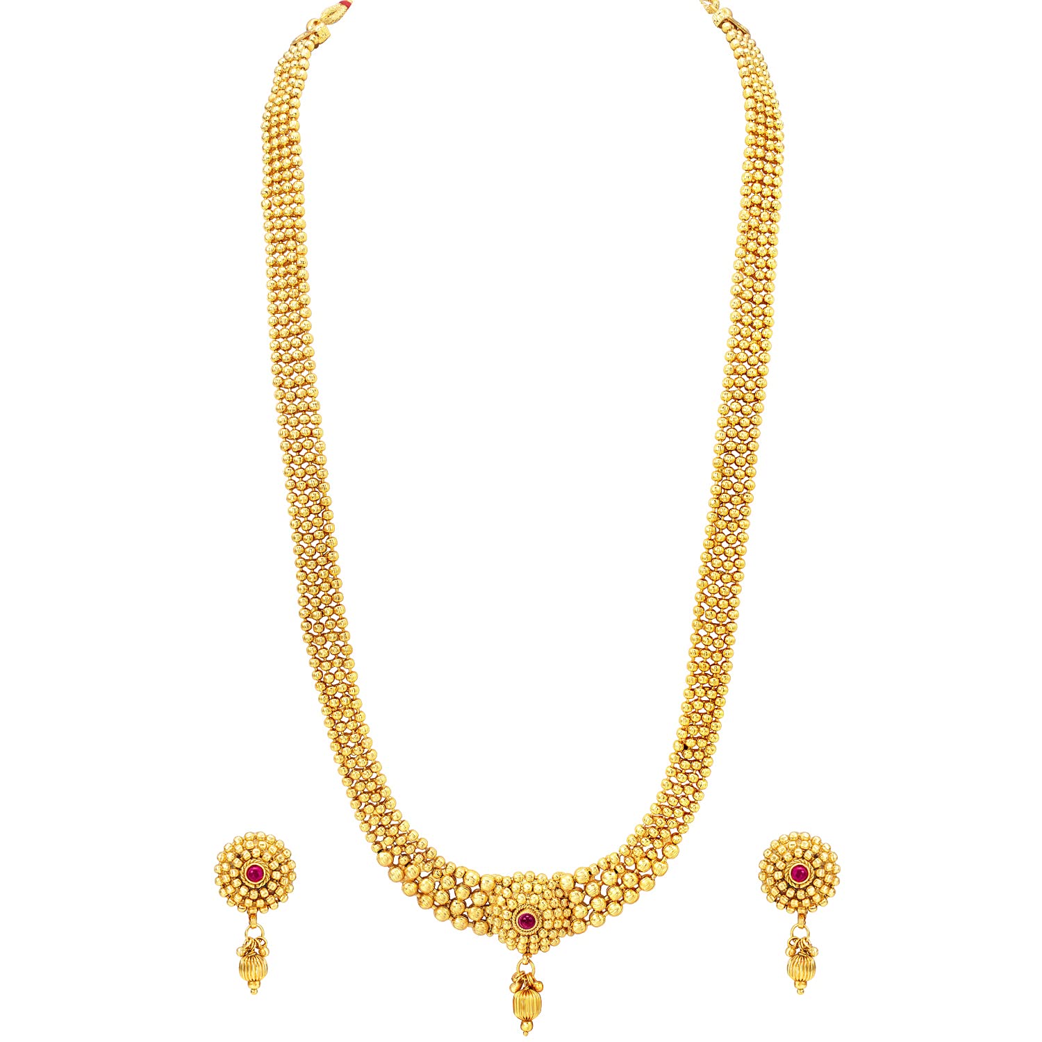 Peora Traditional Long Gold Plated Maharashtrian & South Indian Style Necklace Earrings Jewellery Set for Women (B0BFL8R5NH) Amazon Price History, Amazon Price Tracker