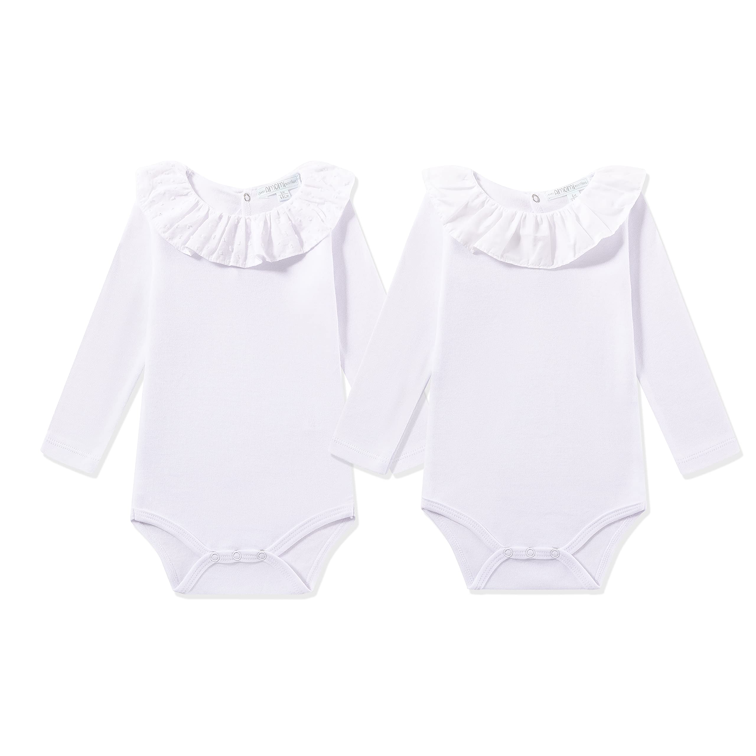 Long Sleeve Bodysuit for Boy Girl Unisex Batwing Neck Babies Winter Pack of 2 Baby Clothes Original Bodysuits Funny Gifts for Newborn 1-24 Months 100% Cotton, White, 9 Months