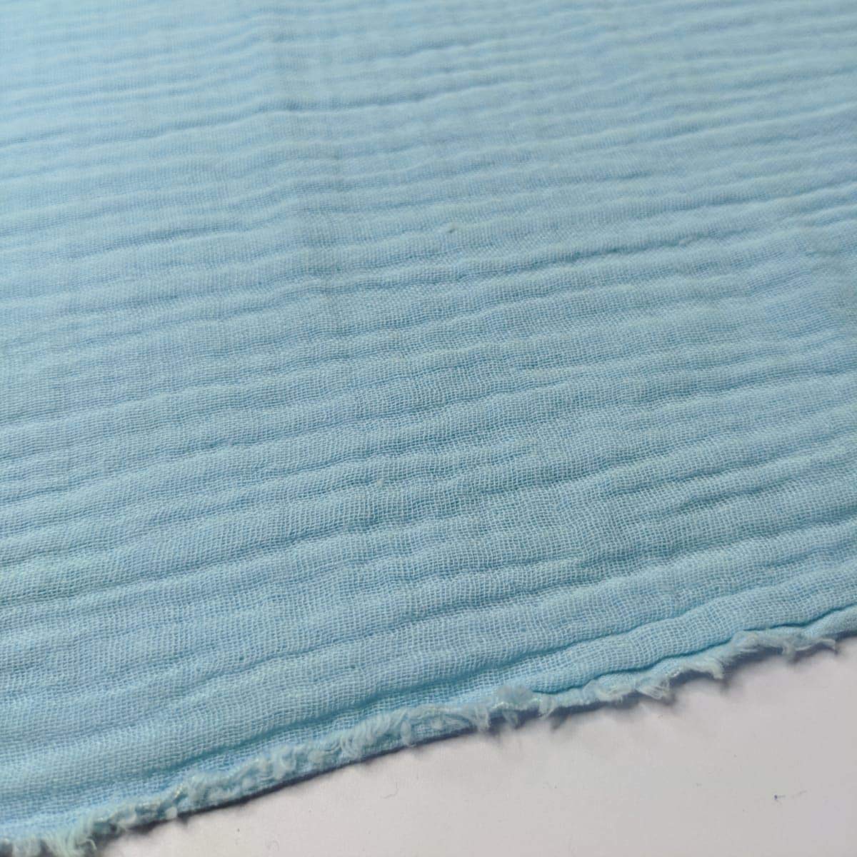 Double Gauze 100% Cotton Plain Fabric Dress Making Lightweight Muslin Baby Swaddle Blankets Scarves Summer Clothing | 53" - 135 cm Wide | per Metre (Sky Blue) โ image 1