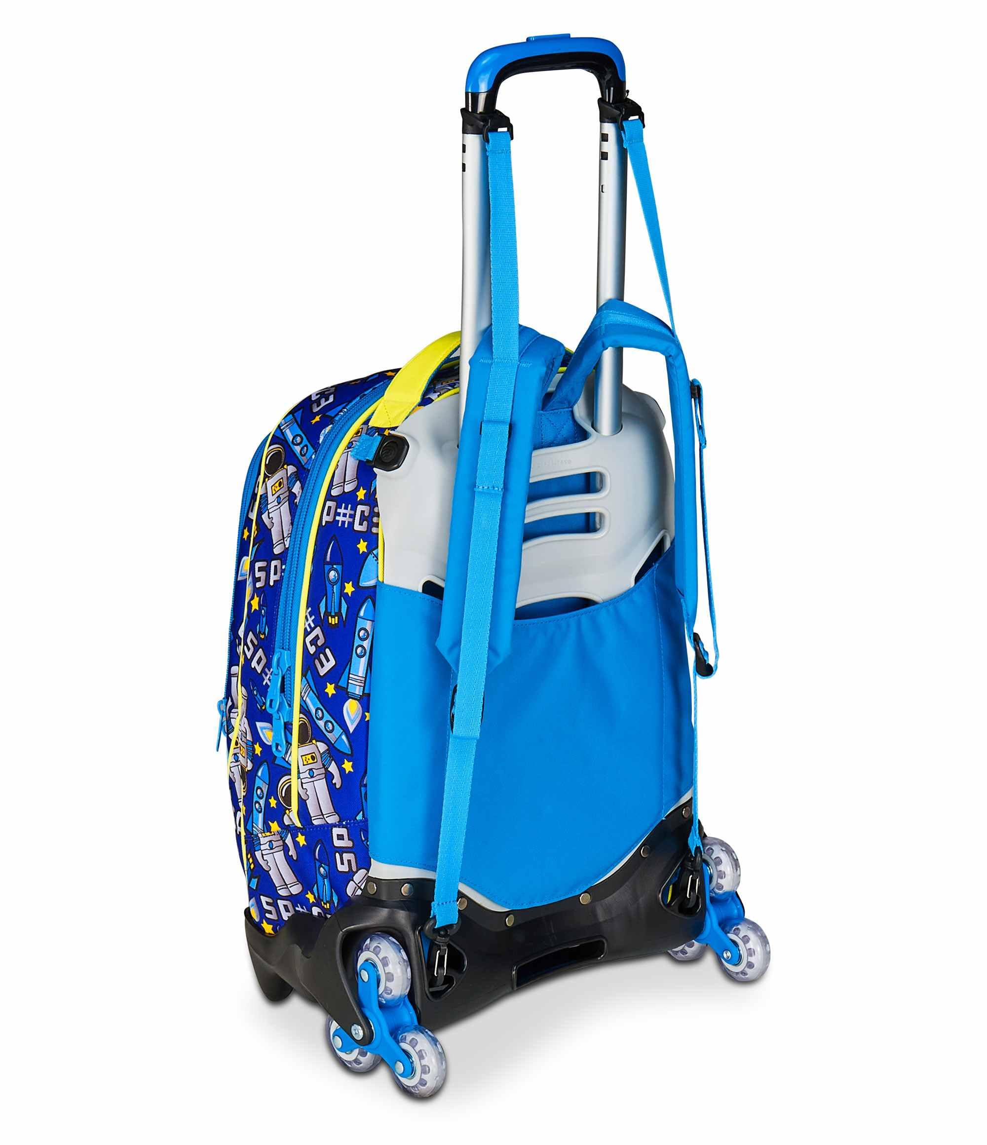 SJ GANG STYLE JAM GANG Trolley Scuola Jack 3 Ruote, Blu, 3 in 1, Zaino Triplo Uso con Carrello Sganciabile, 33 L, Zaino Scuola Elementare, Zaino Bambino