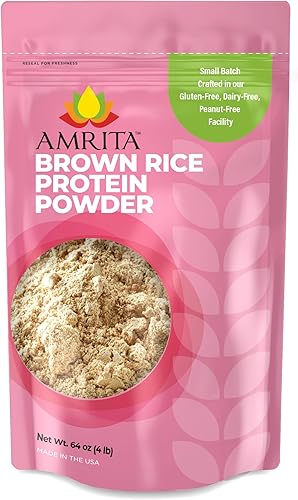 Amrita Proteína en polvo de arroz integral, proteína vegana sin sabor, sin OMG, sin gluten y sin soja, proteína a base de plantas, 73 porciones, 4
