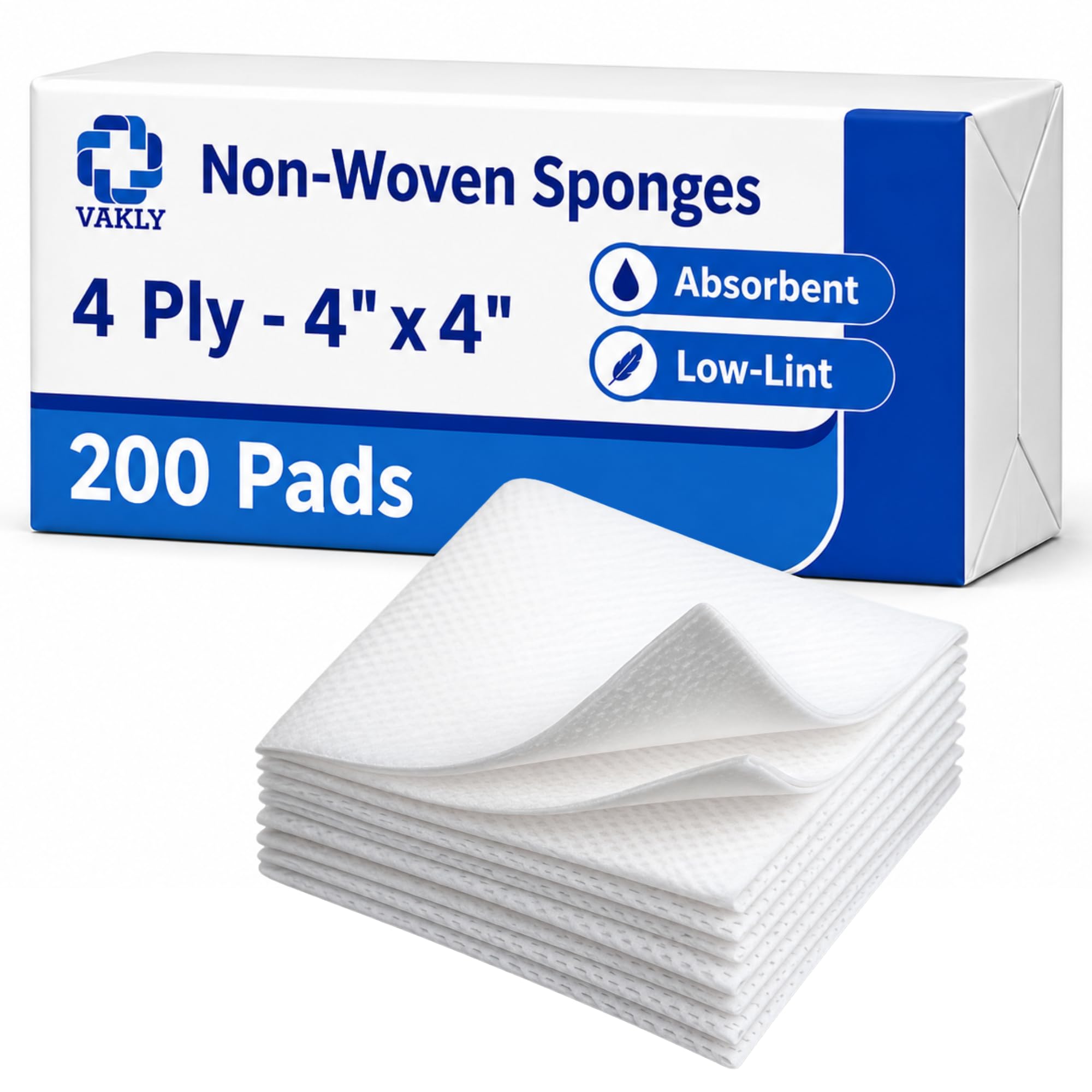 Amazon.com: Vakly Non-Woven Gauze Pads 4 x 4 in 4-Ply (200 Pack
