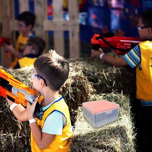 Miniatura 6 de Caja de almacenamiento de dardos de espuma, estuche portátil de plástico compatible con balas Nerf Elite Series y dardo corto (1 caja+2 bandejas)