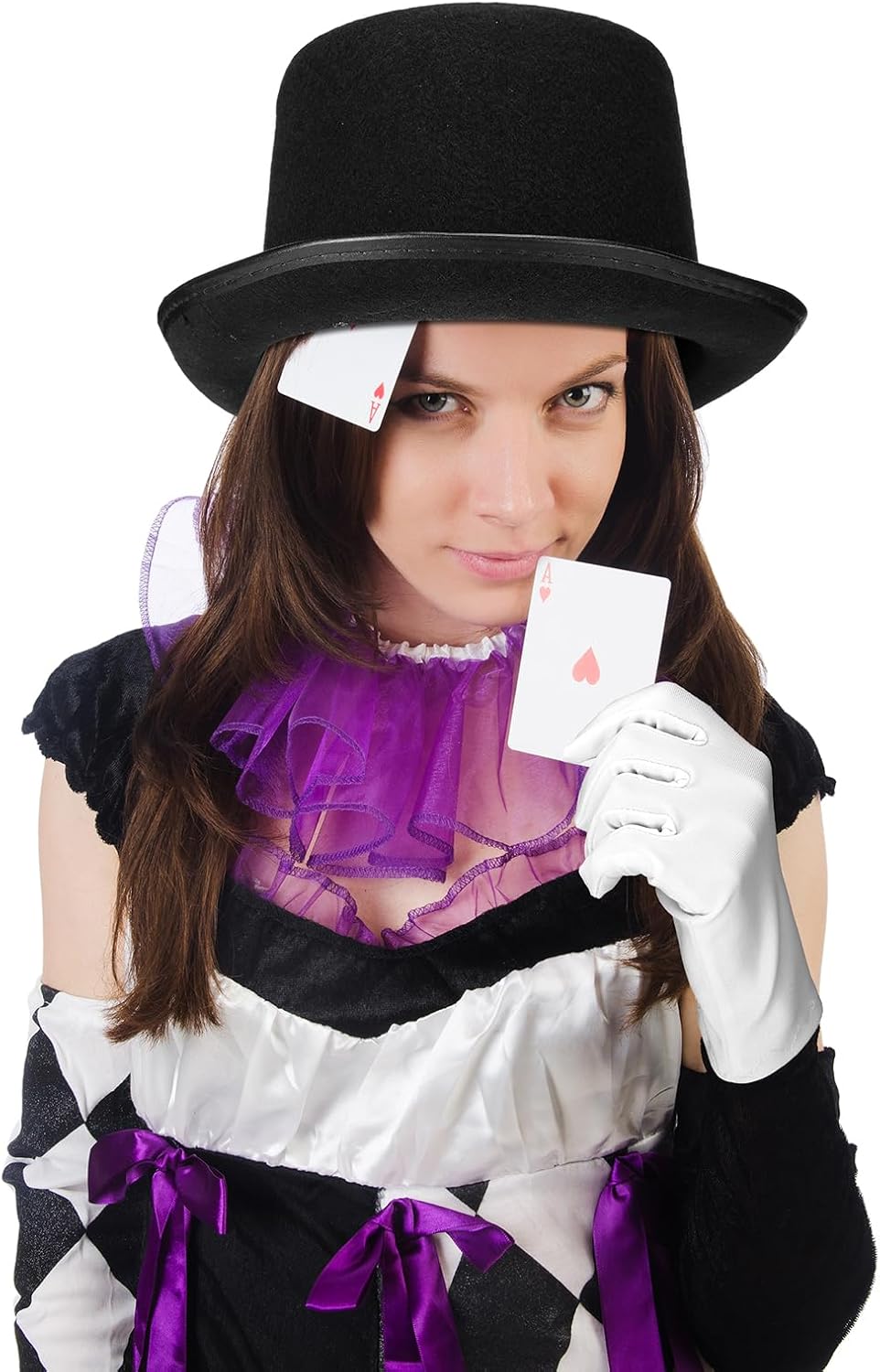 6 Sets Black Top Hat & White Formal Gloves Set Movie Night Victorian Steampunk Costume Accessory for Wedding 1920s Masquerade Parade Honor Guard Comedy Cosplay Party Jazz Dance