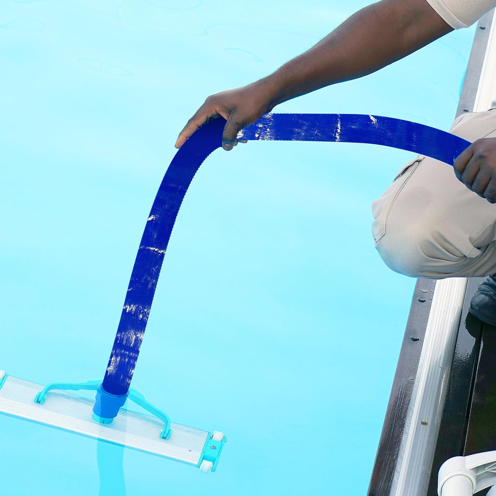 Manguera de descarga plana resistente de 2 pulgadas x 50 pies y 2 abrazaderas para piscina, manguera de filtro de transferencia de agua, bomba de sumidero, filtro de piscina, drenaje de piscina