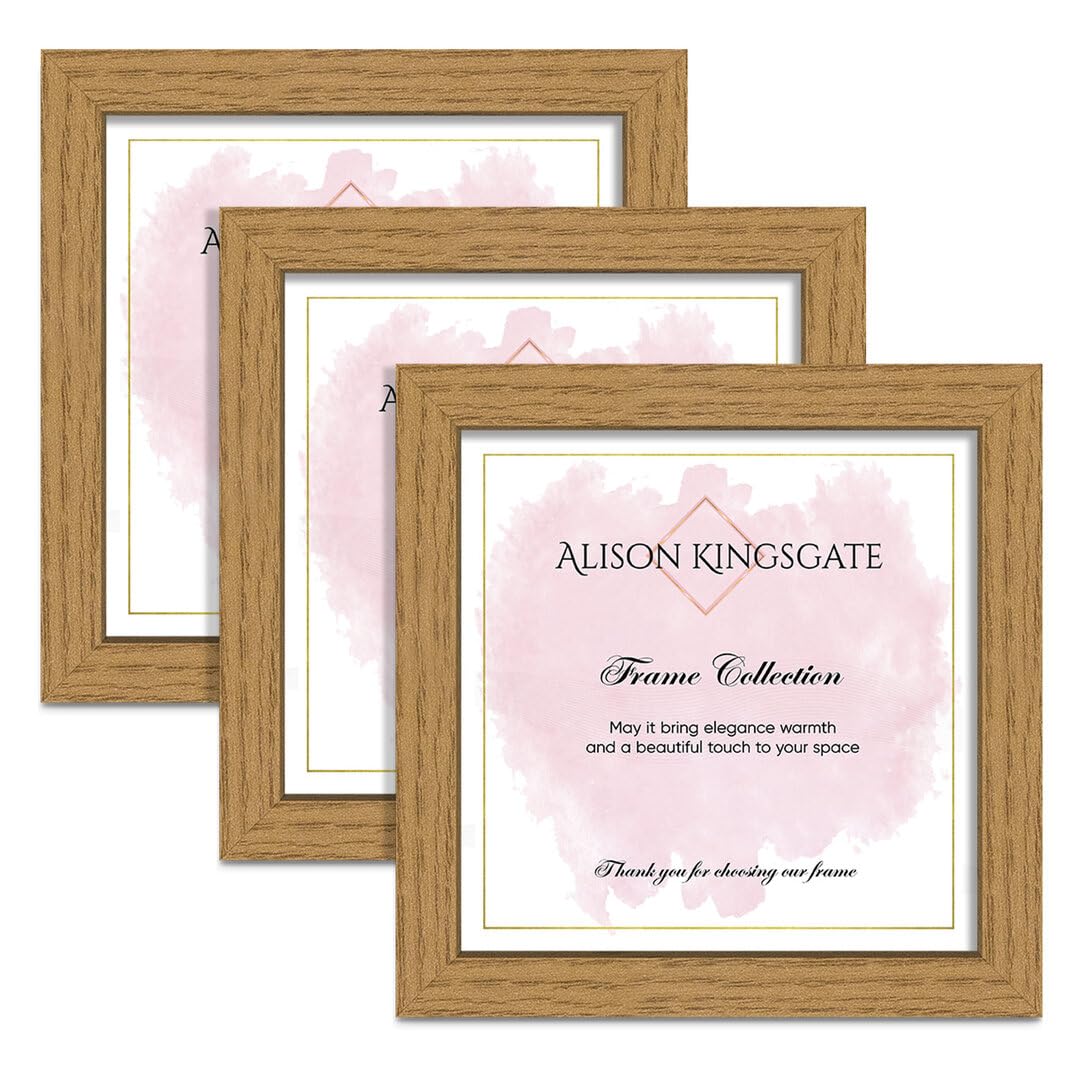 Alison Kingsgate 17X17 OAK Modern Photo Frames Pack of 3 - Engineered Wood Picture Frame with Perspex Front - Ideal for Certificates - Wall Mount or Tabletop - Multiple Sizes & Colors — image 1