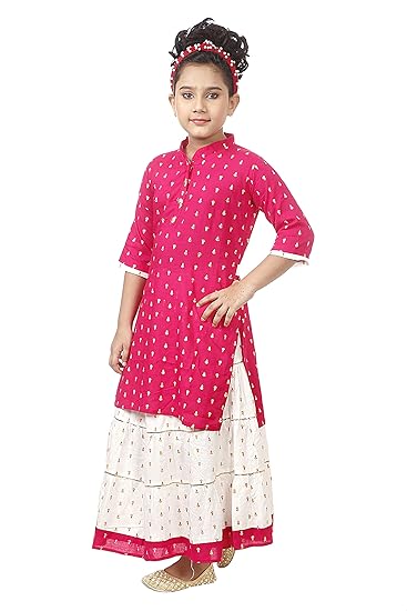 ULTRA TREND Girls Rayon Full Length 3/4 Sleeve Party Dress (Multicolored)
