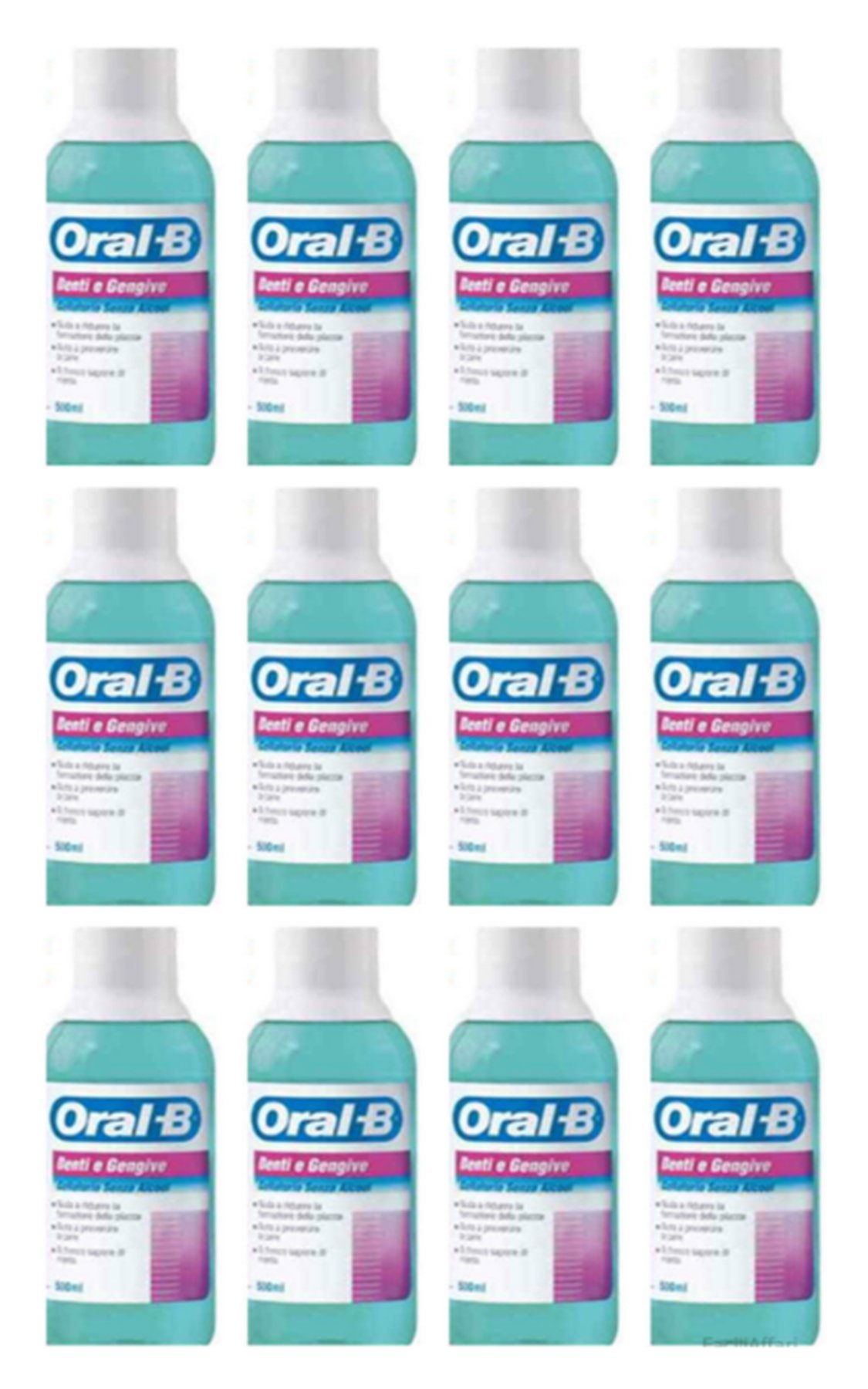 12 Pezzi Oral - B Collutorio Denti e Gengive Senza Alcool riduce la placca