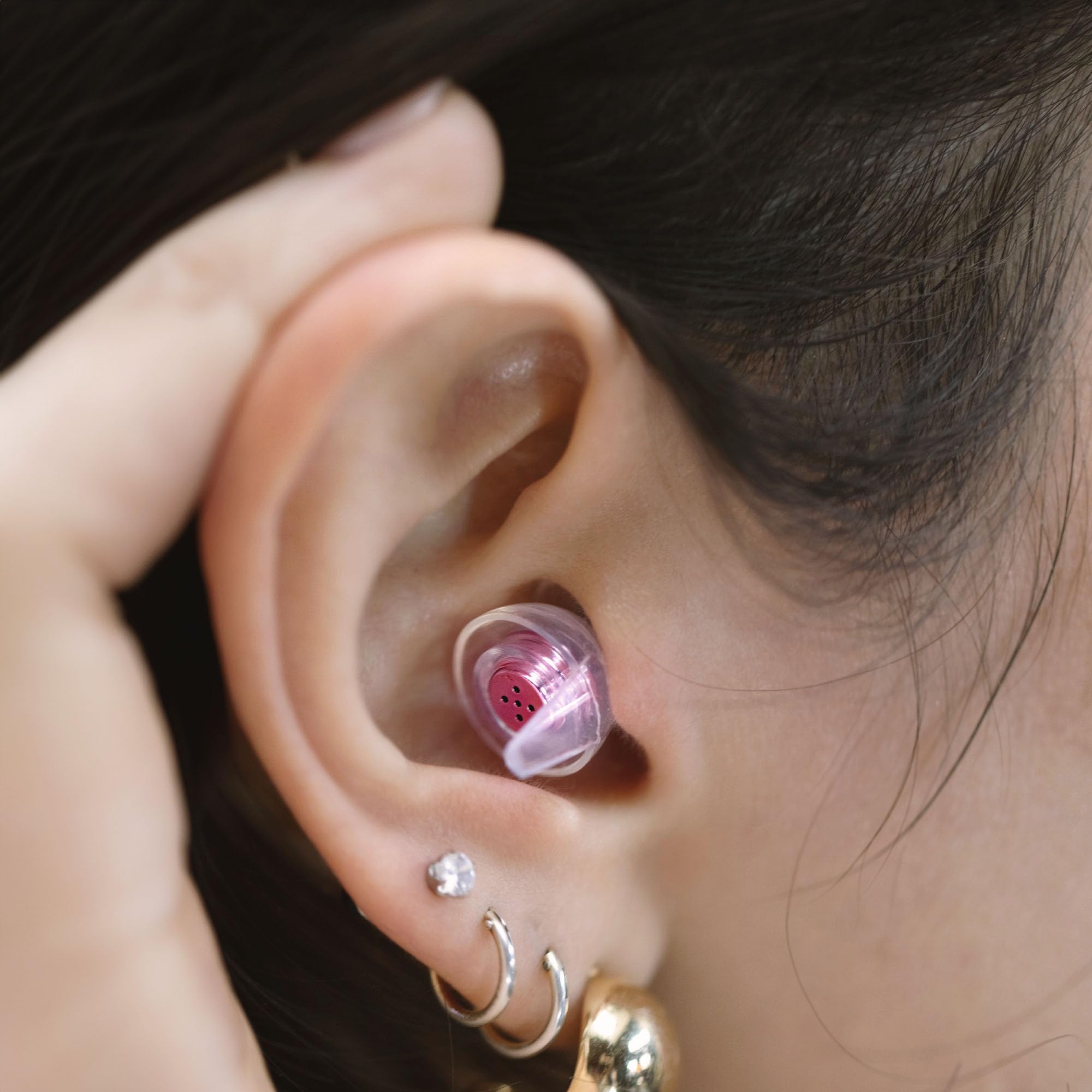 Tappi auricolari Eargasm Smaller Ears Rosa per concerti, festival, musicisti, vita notturna, protezione dell'udito per motociclisti per orecchie piccole, riduzione del rumore fino a 21 dB