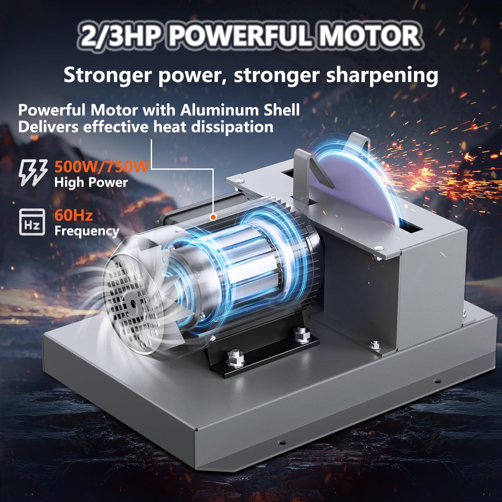 Affilatrice per Lame di Tosaerba, Smerigliatrice da Banco da 2/3 HP, Mola in Ceramica da 7 e 9 Pollici, Staffe Angolari da 30°/40°, per Lame Ad Alto/Basso Sollevamento E Piatte 750W