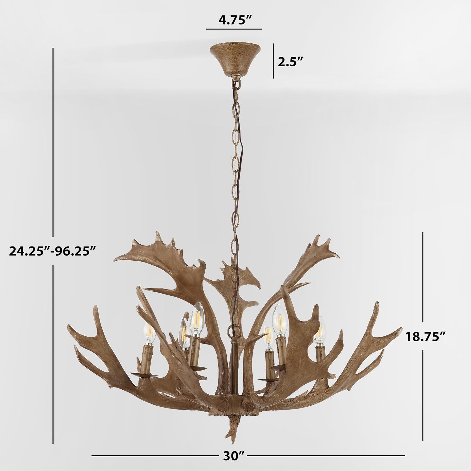 SAFAVIEH Lighting Collection Dresden Rustic Farmhouse Brown Antler Chandelier