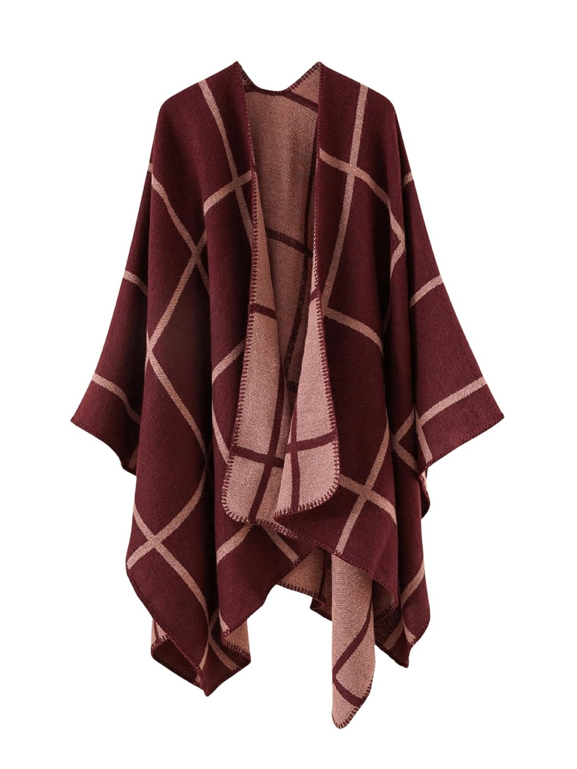 Verdusa Womens Fringe Shawls Wraps Winter Open Front Poncho Cape Oversized Cardigan Sweater