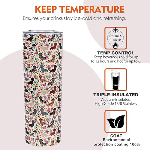 Miniatura 5 de Regalo perfecto para amantes de salchichas! Vaso aislado de 20oz con pajita - Lindo diseño de perro salchicha para mujeres, madres de perros -