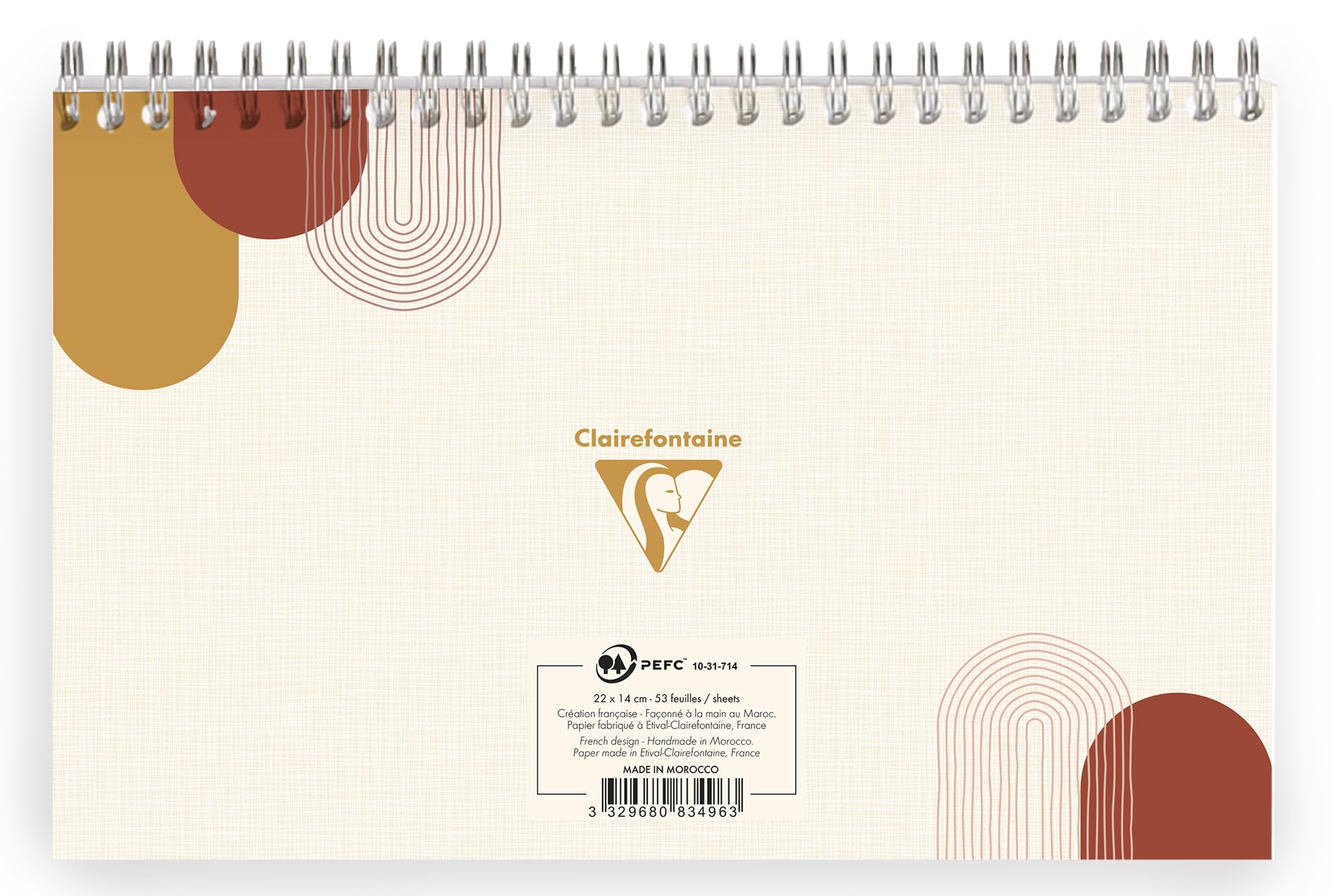 Clairefontaine Bloc Planner Spirale 22x14 cm 53 Feuillets Planificateur hebdomadaire Nature Terracotta