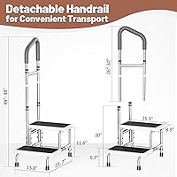 Vista 8 de Escalones de cama para camas altas para adultos, taburete resistente con mango ajustable para ancianos, plataforma antideslizante grande, soporta