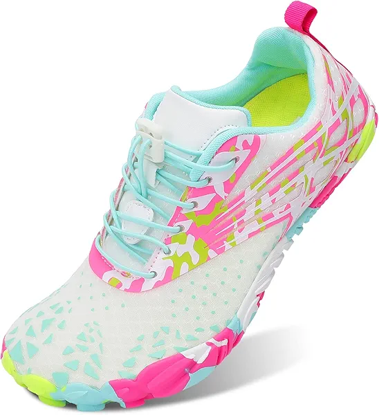 Womens Water Shoes for Womens Barefoot Aqua Sock Swim Walking Shoes Beach Shoes Pool Shoes for Women Boating Diving Surf Water Sock for Women Pink/Fusion 7.5 W/6 M