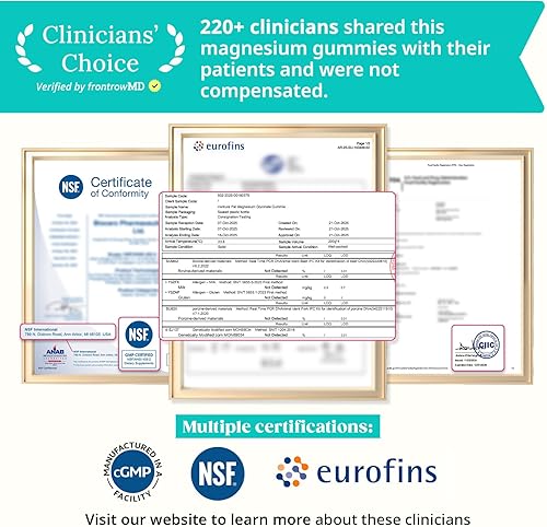 Miniatura 4 de 60 Day Supply - Gomitas de glicinato de magnesio de 400 mg con Ashwagandha, L-teanina, CoQ10, vitamina D3 y B6, gomitas de magnesio sin azúcar para