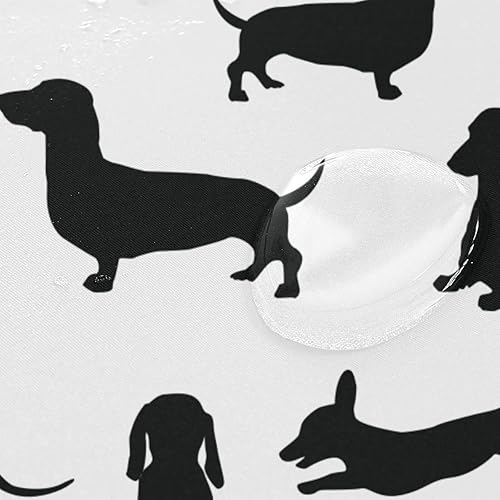 Miniatura 4 de WELLDAY Cortina de ducha de tela impermeable con ganchos para decoración de baño diseño de perro salchicha 60 x 72 pulgadas