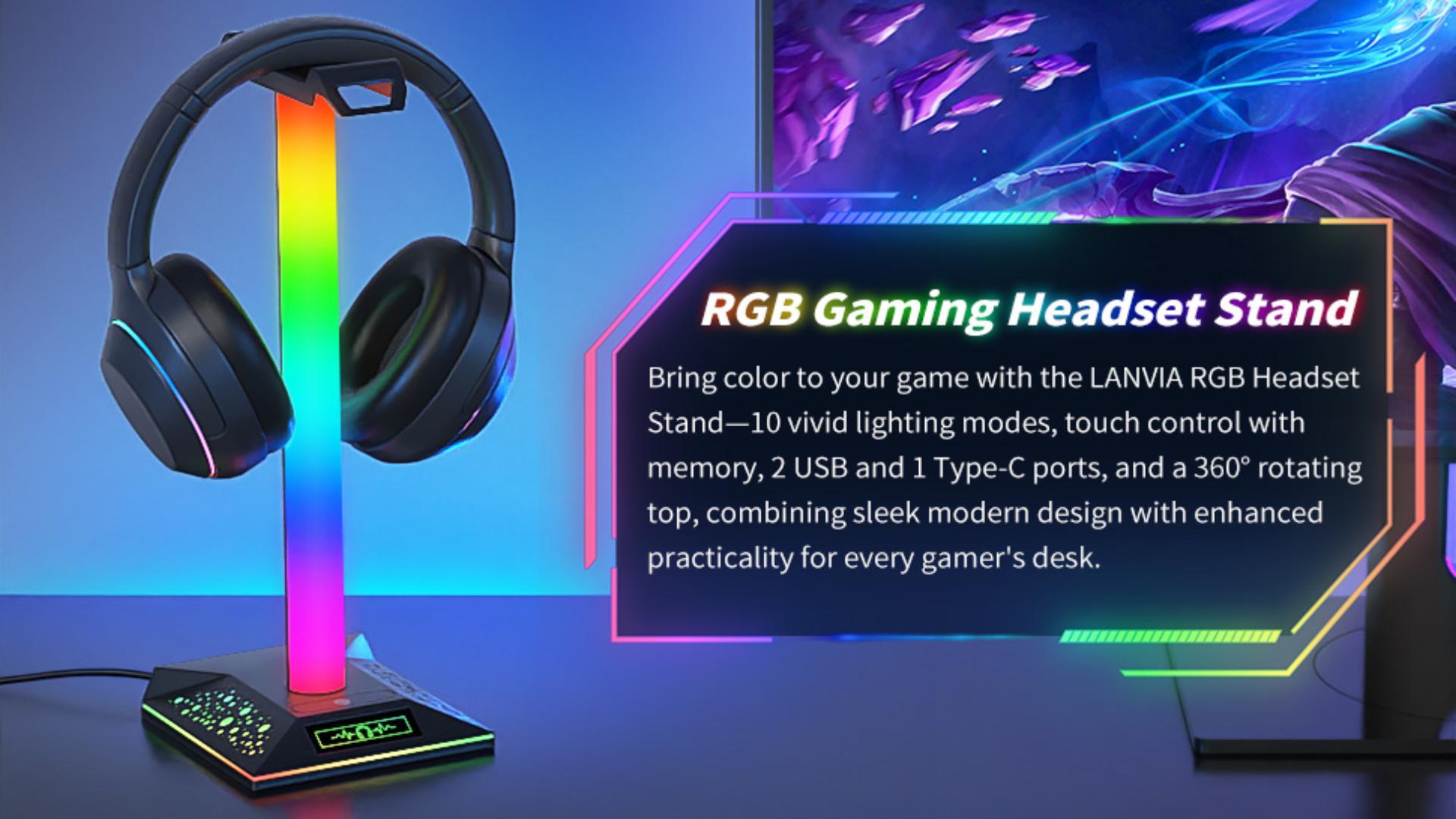 Amazon.com: RGB Gaming Headset Stand, LED Headset Holder with 3