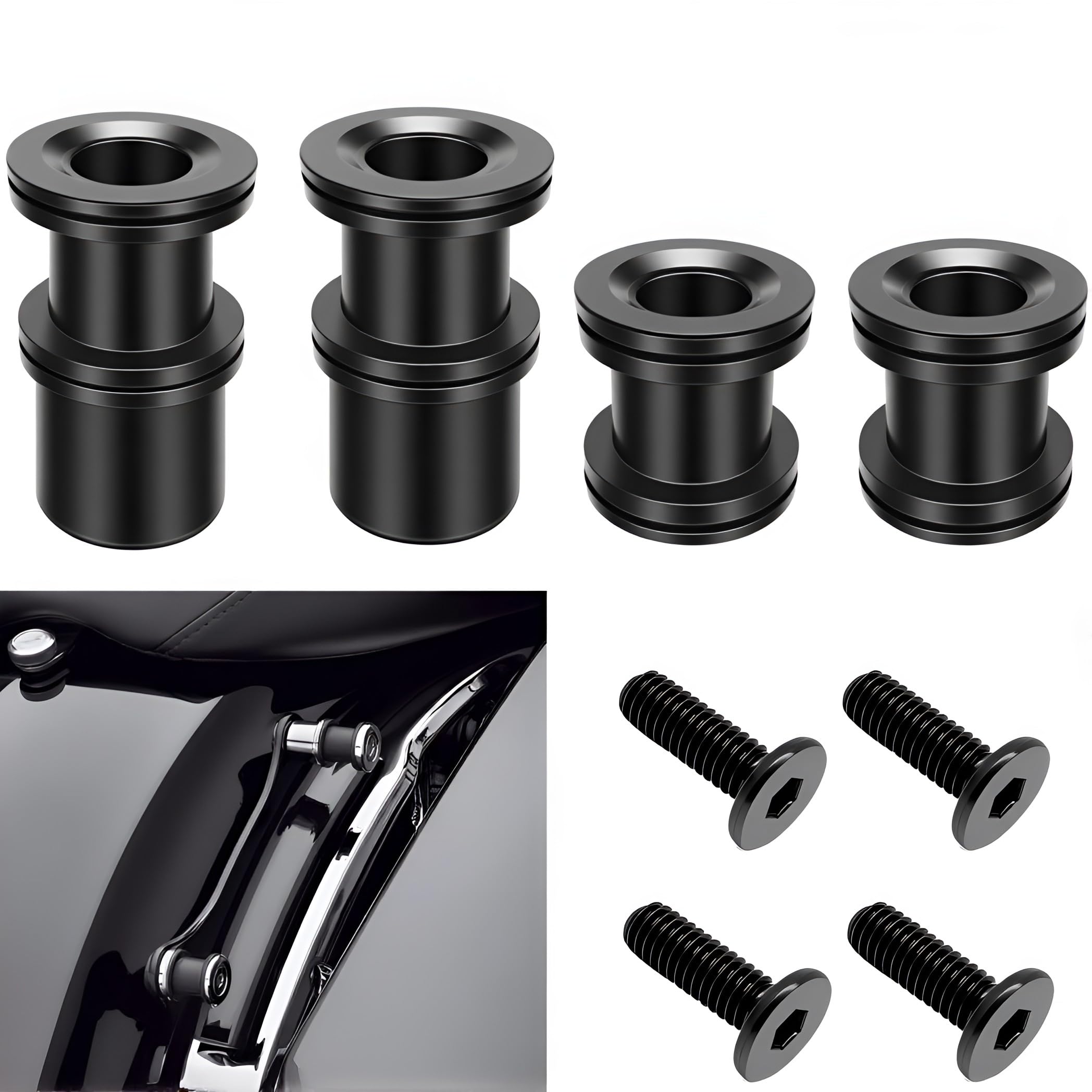 Quick Release 4-Point Docking Hardware Kit for Harley Touring Sissy Bar & Rack (2009-2025)