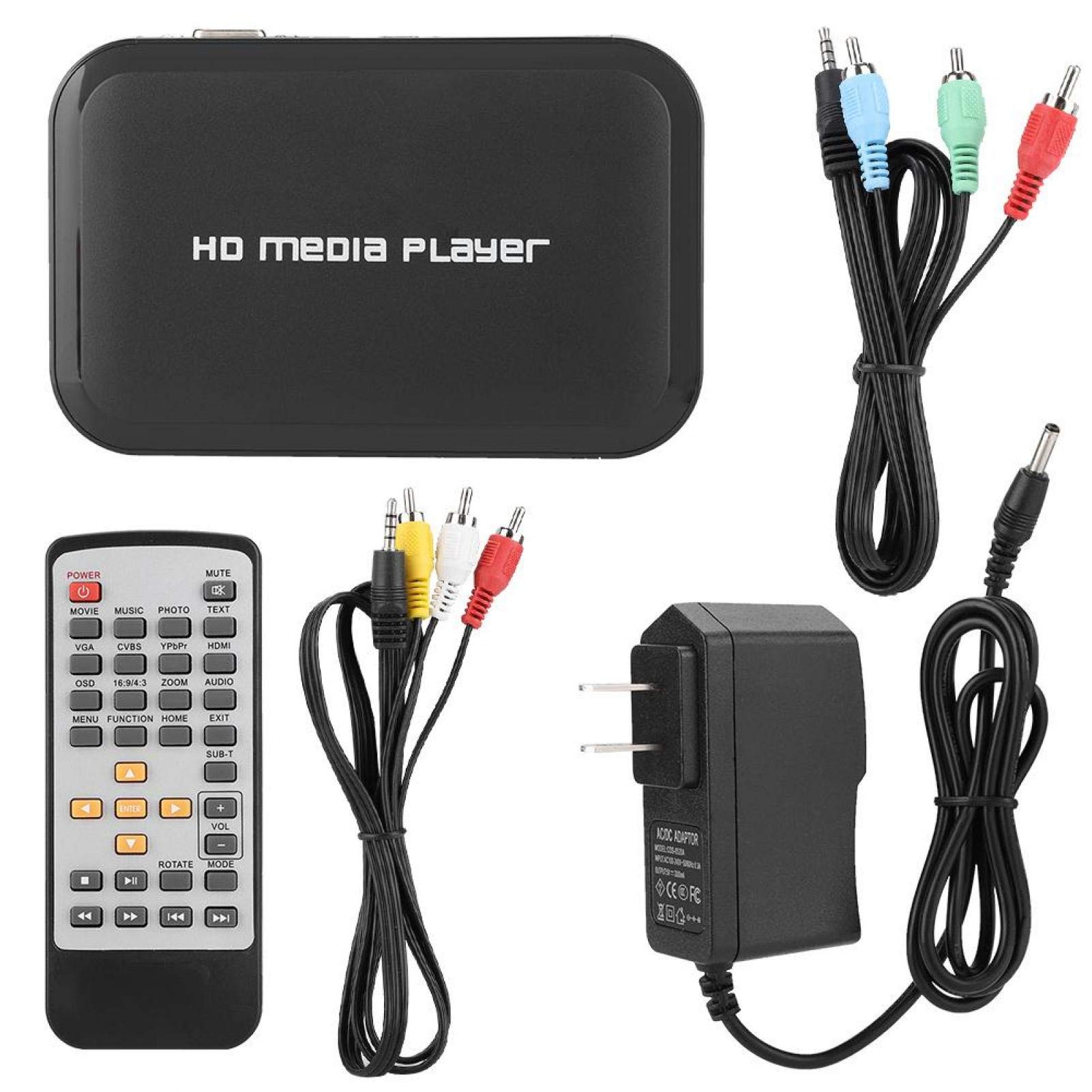 Odtwarzacz multimedialny z pilotem, odtwarzacz multimedialny 1080P Mini HDMI M3 HD Sieciowy odtwarzacz wideo z twardym dyskiem 100-240 V Hdmi odtwarzacz multimedialny, sieciowy odtwarzacz (EU)