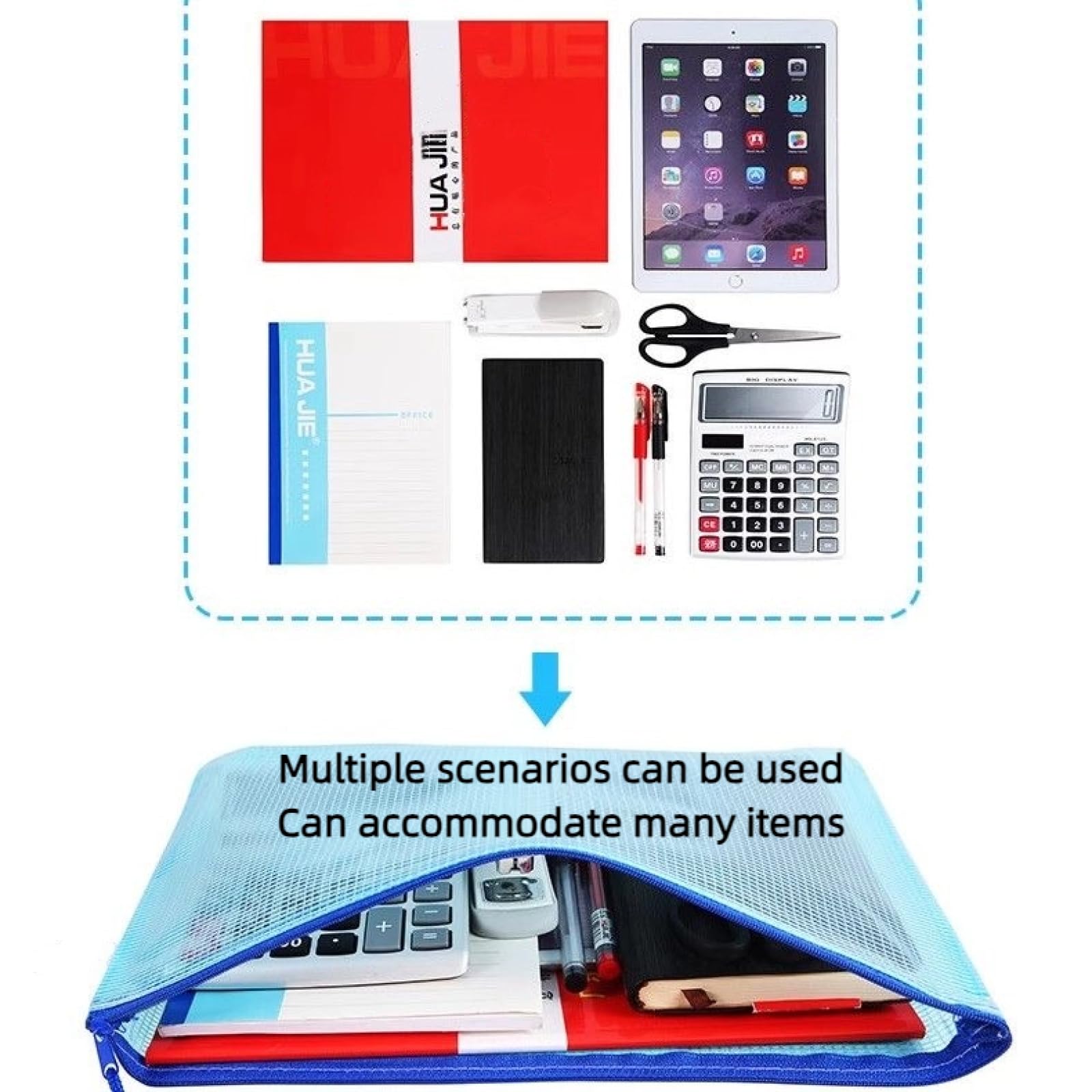 25 bolsas de documentos de malla con cremallera, bolsa de plástico para documentos, tamaño A4, bolsa de almacenamiento para suministros de oficina escolar, almacenamiento de cosméticos,