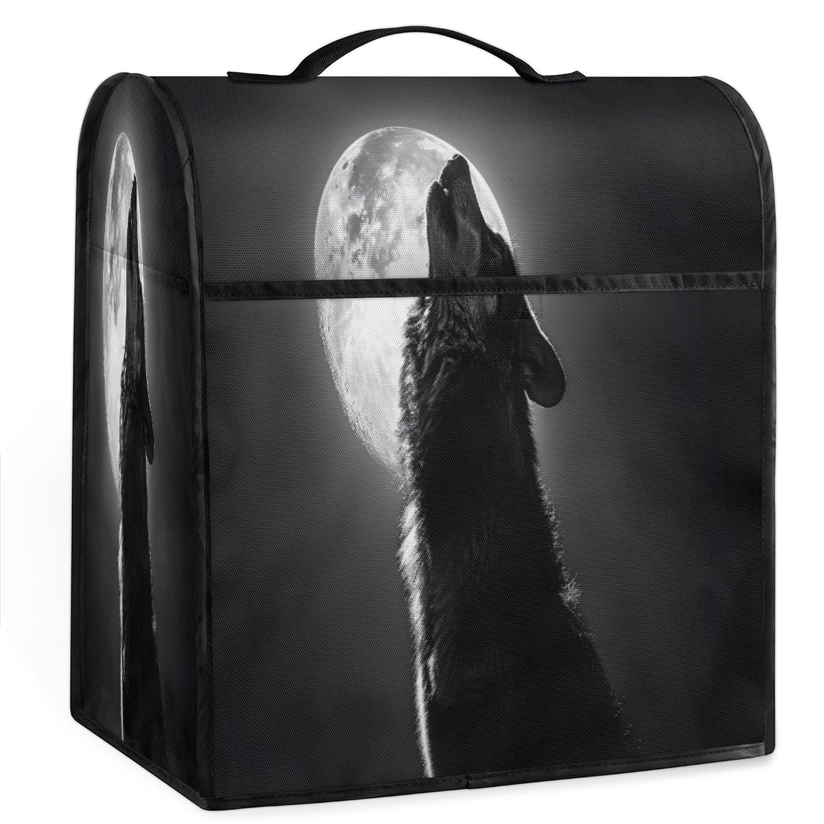 Coffee Maker Cover Moon Wolf Printing Kitchen Appliance Covers Small Appliance Covers Blender Cover Juicer Cover Dust Covers for Kitchen Appliances with Top Handle and Pockets,Washable,C183
