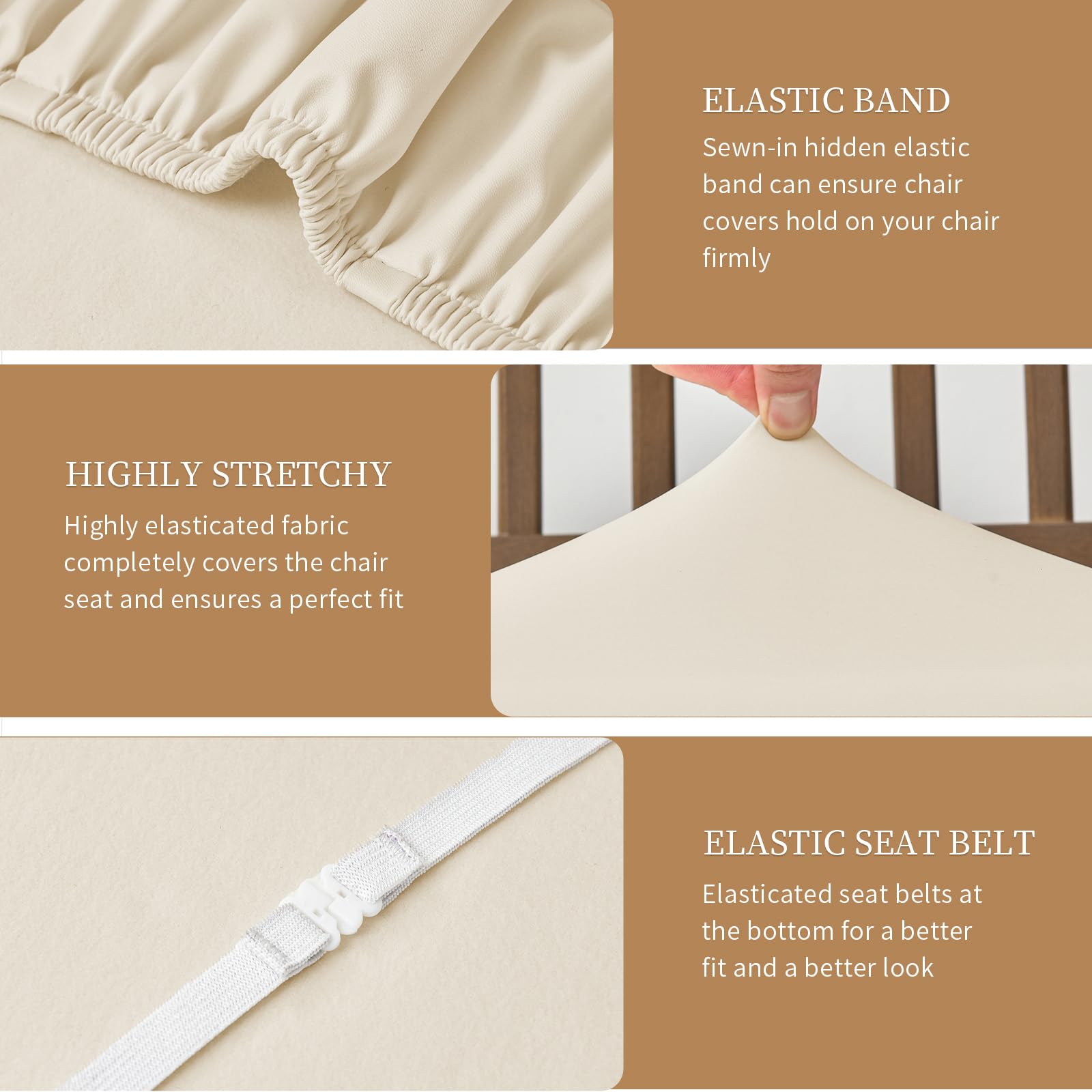 Alishomtll PU Chair Seat Covers for Dining Room Set of 4, Stretch Leather Waterproof Chair Seat Slipcovers - Image 4