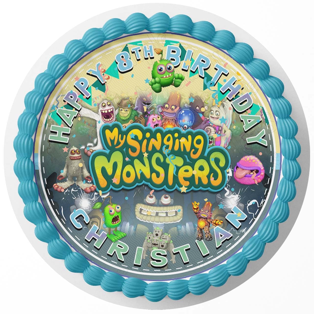 Amazon.com: Cakecery Singing Monster Edible Cake Topper Sheet Image Print  Round, 7.5 Inches, White, 1 Count, General Occasion : Grocery & Gourmet Food