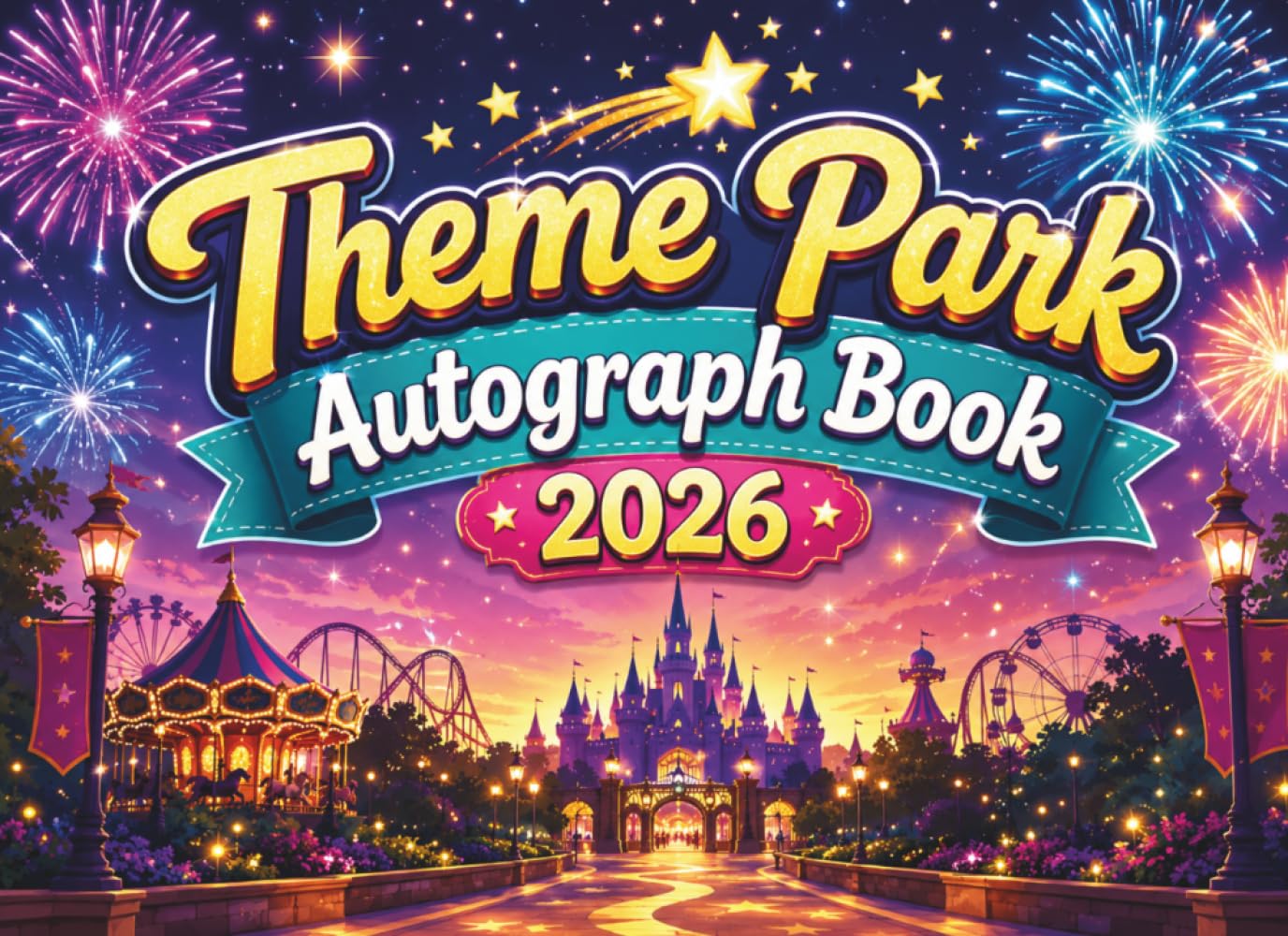 Theme Park Autograph Book: A Signature and Photo Memory Book for Kids to Collect Character Autographs, Adventure Memories, Favorite Attractions, and Magical Moments