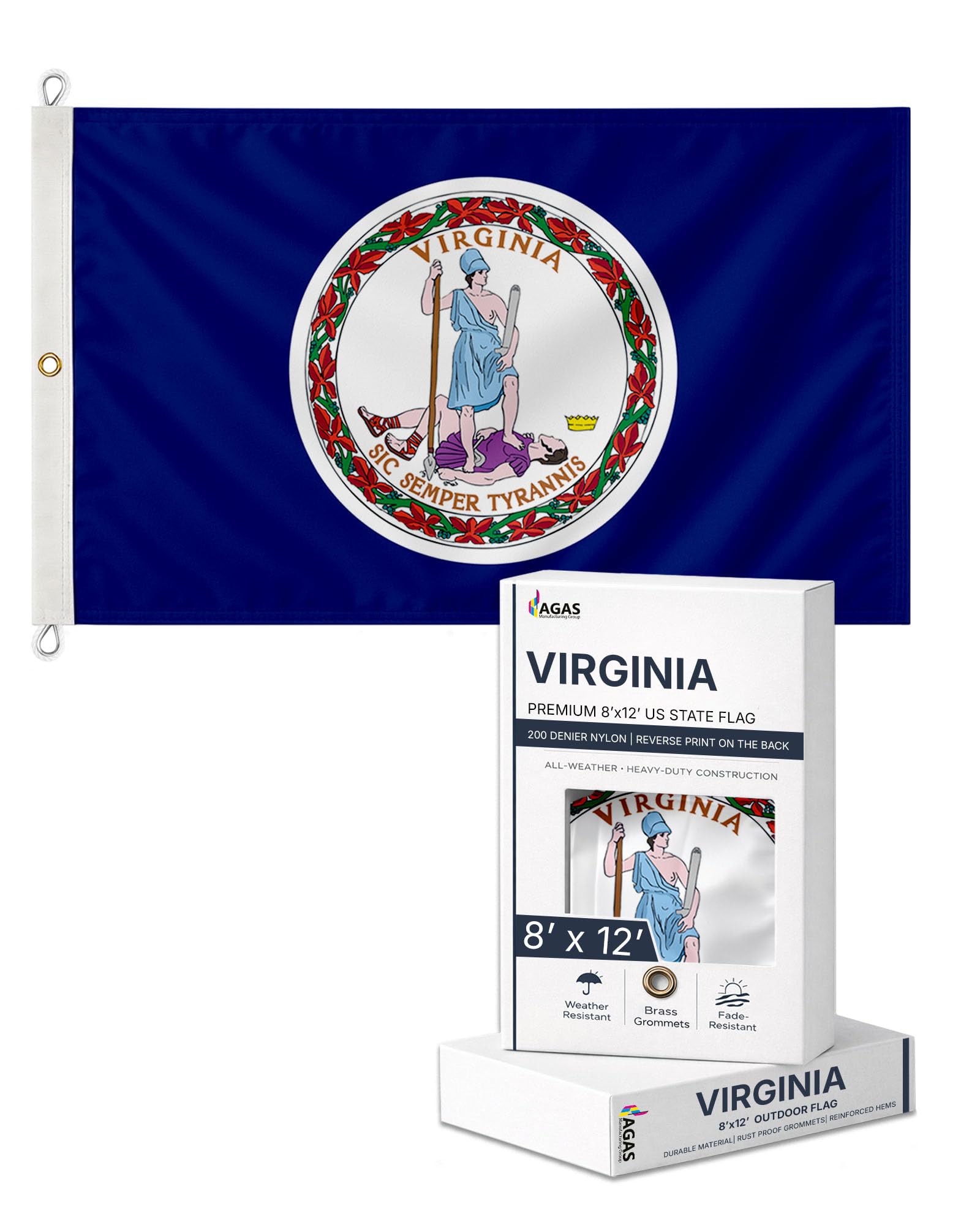 Amazon.com : AGAS Large Virginia State Flag 8x12 Ft - Single Ply