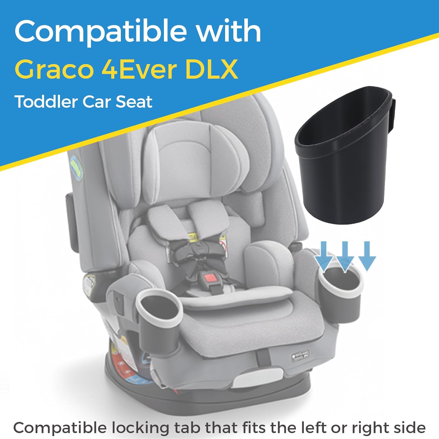 Car Seat Cup Holder Replacement Compatible with Graco 4Ever DLX Car Seat, 77.5mm Wide Inner Diameter, Car Seat Replacement Parts for Graco, Black 2-Pack