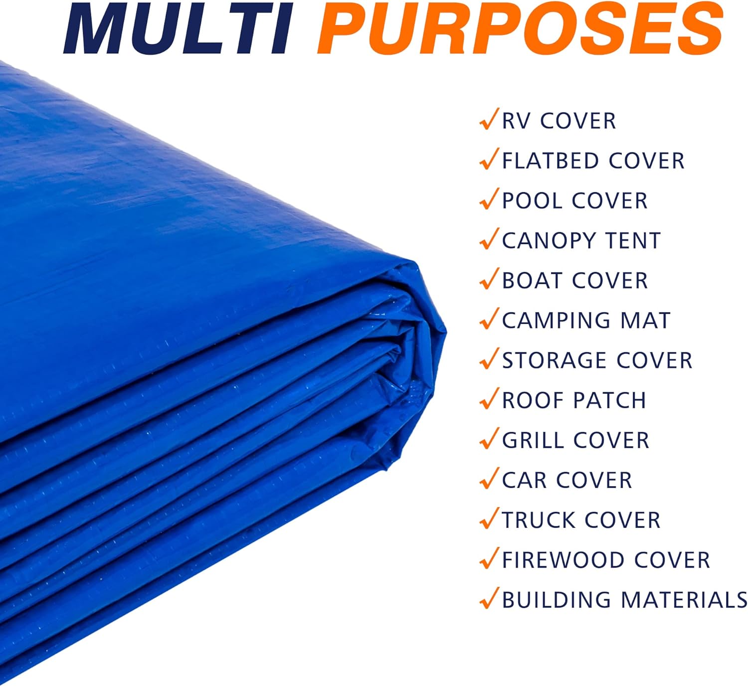 JEAFER Lightweight Blue Camping Tarp，Waterproof，UV Resistant,6 Mil Polyethylene Large Outdoor 9x12 Tarp : Tools & Home Improvement