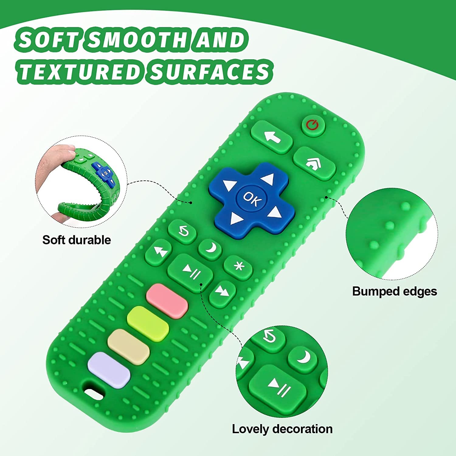WUJUN Baby Teether Toy Chew Toy for Babies 3-24 Months TV Remote Control Shape Teething Relief Baby Toys for Infants (Black) - Image 4