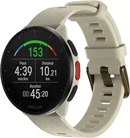 Polar Pacer Branco - Relógio com GPS avançado, Processador rápido, Ultraleve, Tela brilhante, Botões aderentes, Programas de treino e recuperação, Monitor de FC, Controles de música