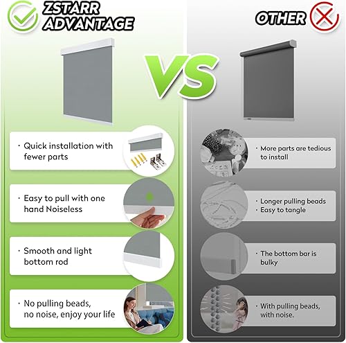 Miniatura 2 de ZSTARR Persianas sin cordones personalizadas, persianas opacas, persianas enrollables impermeables, adecuadas para ventanas, habitaciones familiares