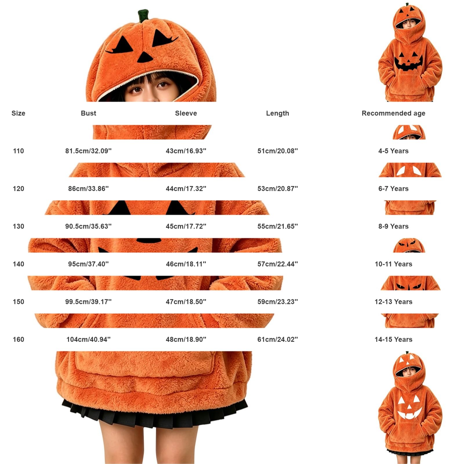 Sudadera con capucha de calabaza mullida para niñas | Sudadera con capucha suave y cálida para otoño e invierno, perfecta para fiestas de truco o trato, escuela, vacaciones