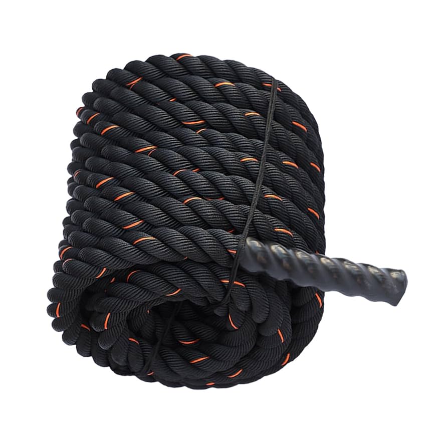 Garage Fit Battle Ropes For Exercise Training-1.5"/2"x30' 40' 50' Lengths- Heavy Duty Poly Dacron-Waterproof Grip Ends-Wear Resistant Thick Battle Rope-Undulation Rope For At Home Workout Equipment