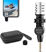 Vista 1 de Movo MA5SP - Micrófono de escopeta TRRS de 0.138 in para dispositivos iPhone o Android, micrófono omnidireccional para teléfono con rotación