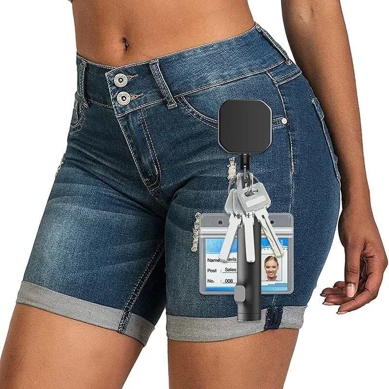Image of AccuPrints Pack of 1 Heavy Duty Retractable Badge Reel with ID Holder Strap & Keychain Strong Sidekick Carabiner Belt Loop Clip, Retracting Lanyard with Cord for Keys & I'd Access Cards
