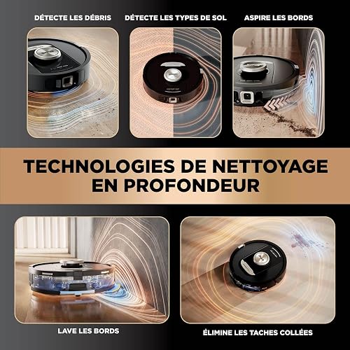 Shark PowerDetect Aspirateur Robot Laveur avec Base autovideuse et nettoyante de 60 Jours – Navigation 3D LiDAR – Wi-FI/App – 4 tampons Anti-microbiens, 1 Cartouche Anti-odeurs et 2 brosses – Noir - 2