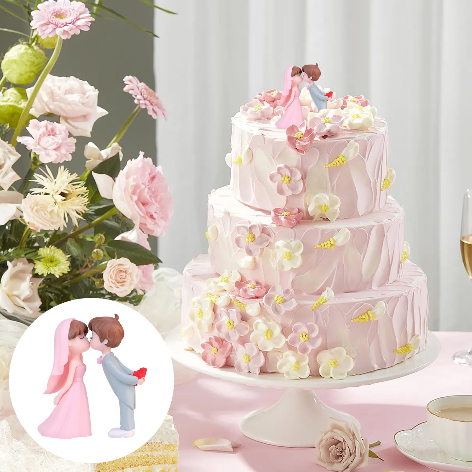 Coppia di sposi in catene statuetta decorazione sposi per torta decorazione 8 cm